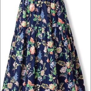 Navy Floral A-Line Skirt